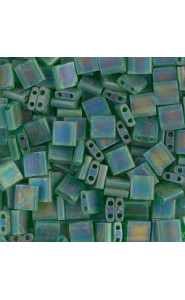 Miyuki tila 5x5mm beads - Matted transparent green ab TL-146FR